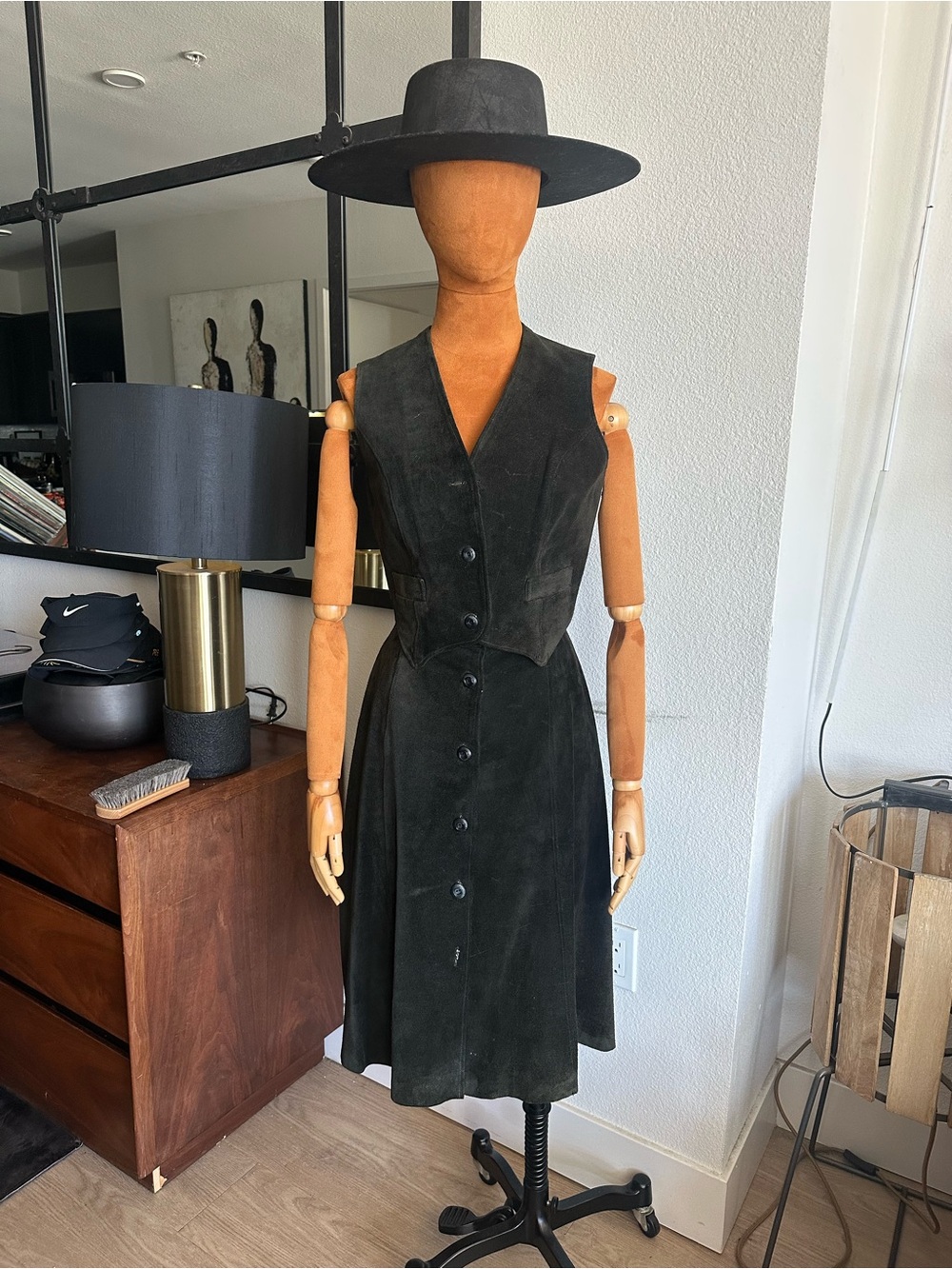 VINTAGE Suede Vest & Skirt Set